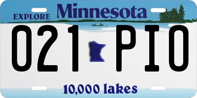 MN license plate 021PIO