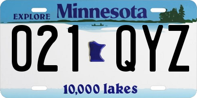 MN license plate 021QYZ