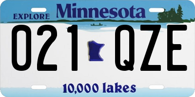 MN license plate 021QZE