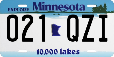 MN license plate 021QZI