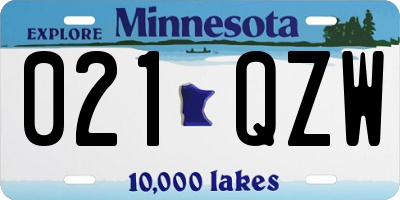 MN license plate 021QZW
