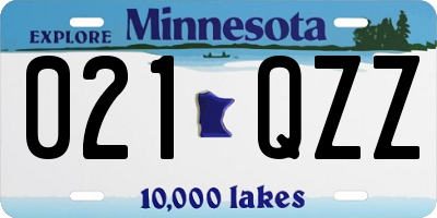 MN license plate 021QZZ