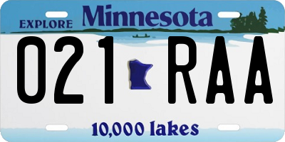 MN license plate 021RAA