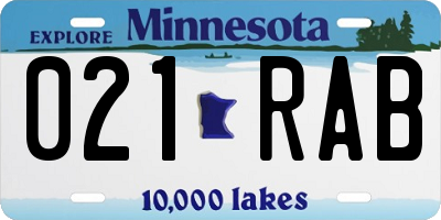 MN license plate 021RAB