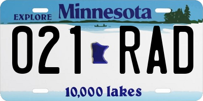 MN license plate 021RAD