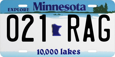MN license plate 021RAG