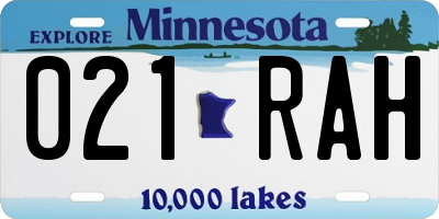 MN license plate 021RAH