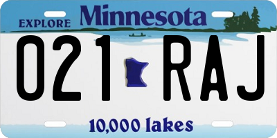 MN license plate 021RAJ