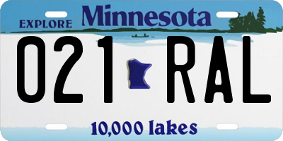 MN license plate 021RAL