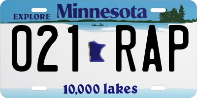 MN license plate 021RAP