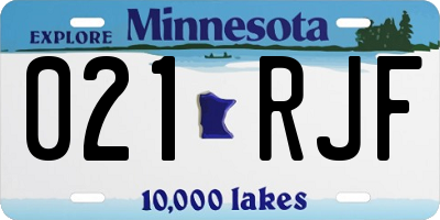 MN license plate 021RJF