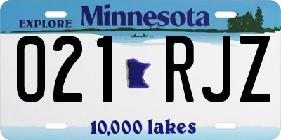 MN license plate 021RJZ