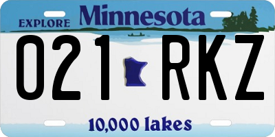MN license plate 021RKZ