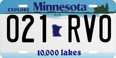 MN license plate 021RVO