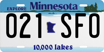 MN license plate 021SFO