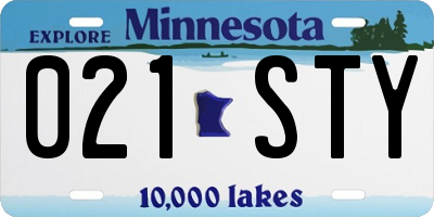 MN license plate 021STY