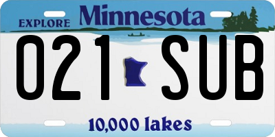 MN license plate 021SUB