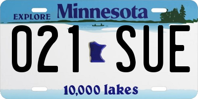 MN license plate 021SUE