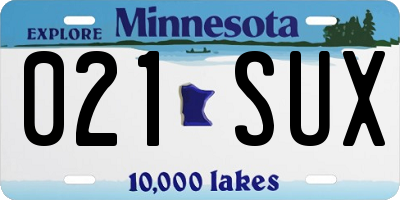 MN license plate 021SUX