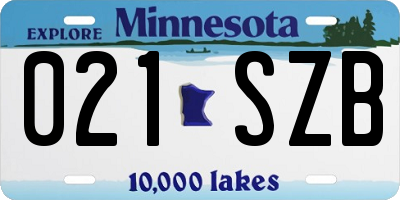 MN license plate 021SZB
