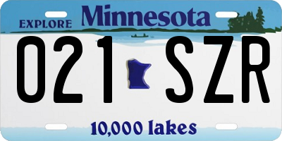 MN license plate 021SZR