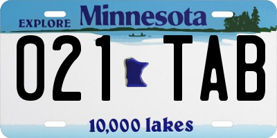 MN license plate 021TAB