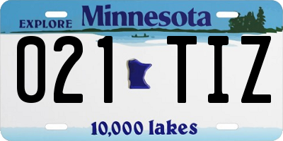 MN license plate 021TIZ