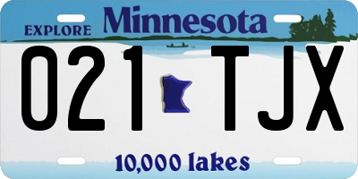 MN license plate 021TJX