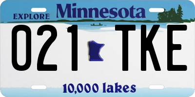MN license plate 021TKE