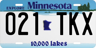MN license plate 021TKX