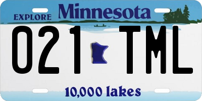 MN license plate 021TML
