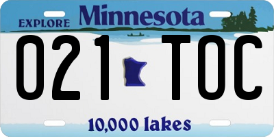 MN license plate 021TOC