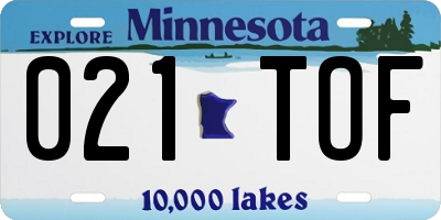 MN license plate 021TOF