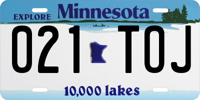 MN license plate 021TOJ