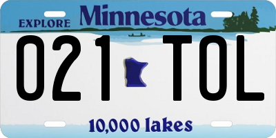 MN license plate 021TOL