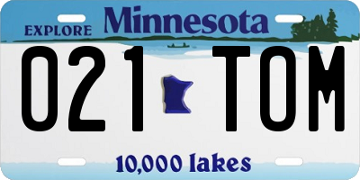 MN license plate 021TOM