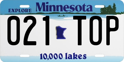 MN license plate 021TOP