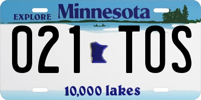 MN license plate 021TOS