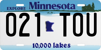 MN license plate 021TOU