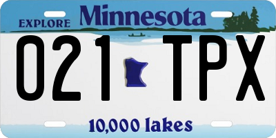 MN license plate 021TPX