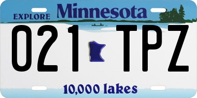 MN license plate 021TPZ