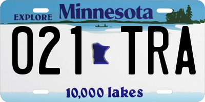 MN license plate 021TRA