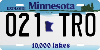 MN license plate 021TRO