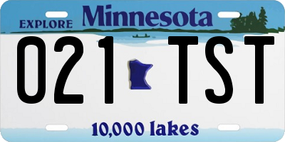 MN license plate 021TST