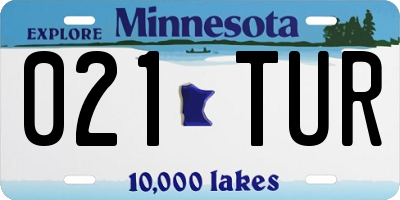 MN license plate 021TUR