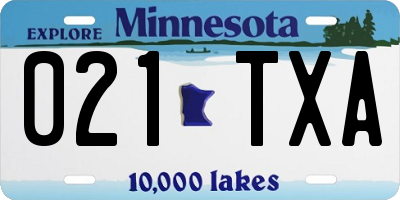 MN license plate 021TXA