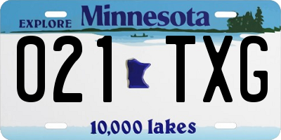 MN license plate 021TXG