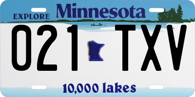 MN license plate 021TXV