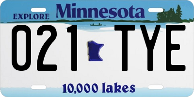 MN license plate 021TYE