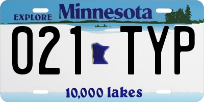 MN license plate 021TYP